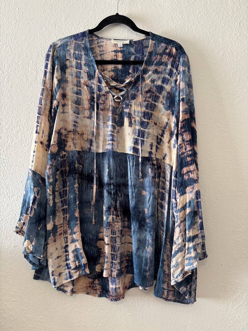Umgee Top Blouse Womens Plus Size 1X Cotton Blend Boho Peasant Cottagecore
